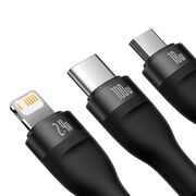 Cablu de date 3in1 Baseus Flash Series 2, 100W, 1.2m, negru