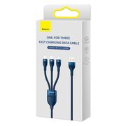 Cablu de date 3in1 Baseus Flash Series 2, 100W, 1.2m, albastru