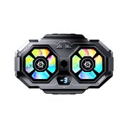 Cooler pentru racire telefon, universal, Display LED temperatura, Twin Turbine, racire rapida si zgomot redus, 3 viteze reglabile, iluminat RGB, USB-C, negru