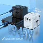 Adaptor priza universal PD45W, 2 x USB, 3 x Type-C, EU, UK, AUS, US, HHT905