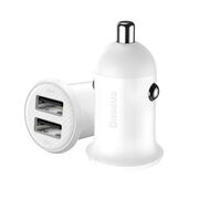 Incarcator auto bricheta USB Baseus, 4.8A, alb, CCALLP-02