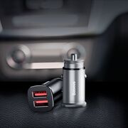 Incarcator auto Baseus Fast Charge 2x USB, negru, CCALL-DS01