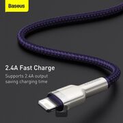 Cablu de date Baseus, USB la Lightning, 2.4A, 2m, mov, CALJK-B05