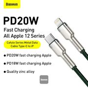Cablu de date Type C Baseus, 20W, 2m, verde, CATLJK-B06