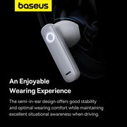 Casca Bluetooth wireless Baseus cu microfon CM10, alb