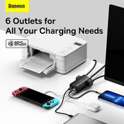 Incarcator US/Cablu de alimentare GaN3 Pro, 2 x AC, 2 x USB, 2 x Type-C, 100W Baseus PSZM000201