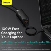 Incarcator US/Cablu de alimentare GaN3 Pro, 2 x AC, 2 x USB, 2 x Type-C, 100W Baseus PSZM000201