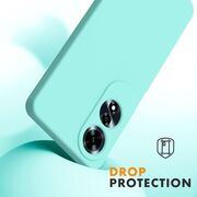 Husa pentru Oppo A60 Liquid Silicone, subțire, captusita cu microfibra, anti amprentă, protectie cameră foto, turcoaz