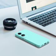 Husa pentru Oppo A60 Liquid Silicone, subțire, captusita cu microfibra, anti amprentă, protectie cameră foto, turcoaz