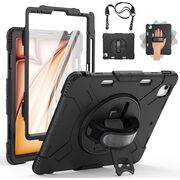 Pachet 360: Husa cu folie integrata pentru iPad Air 11 2024 / 2025​ M2, M3 Shockproof Armor de tip stand, negru