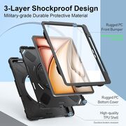 Pachet 360: Husa cu folie integrata pentru iPad Air 11 2024 / 2025​ M2, M3 Shockproof Armor de tip stand, negru