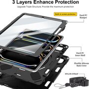 Pachet 360: Husa cu folie integrata pentru iPad Pro 11 (2024) Shockproof Armor de tip stand, negru