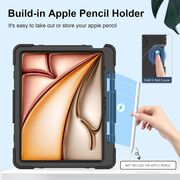 Pachet 360: Husa cu folie integrata pentru iPad Air 11 2024 / 2025​ M2, M3 Shockproof Armor de tip stand, negru