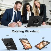 Pachet 360: Husa cu folie integrata pentru iPad Air 11 2024 / 2025​ M2, M3 Shockproof Armor de tip stand, negru