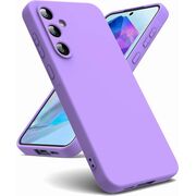 Husa pentru Samsung Galaxy A55 Liquid Silicone, subțire, captusita cu microfibra, anti amprentă, protectie cameră foto, mov