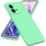 Husa pentru Motorola Moto G84 Liquid Silicone, subțire, captusita cu microfibra, anti amprentă, protectie cameră foto, mint green