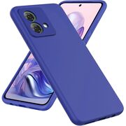 Husa pentru Motorola Moto G84 Liquid Silicone, subțire, captusita cu microfibra, anti amprentă, protectie cameră foto, albastru