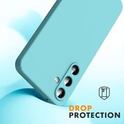 Husa pentru Samsung Galaxy A55 Liquid Silicone, subțire, captusita cu microfibra, anti amprentă, protectie cameră foto, turcoaz