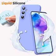 Husa pentru Samsung Galaxy A55 Liquid Silicone, subțire, captusita cu microfibra, anti amprentă, protectie cameră foto, lavanda