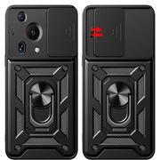 Husa pentru Huawei Pura 70 Pro cu inel Ring Armor Kickstand Tough Rugged, negru