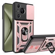 Husa pentru Huawei Pura 70 Pro cu inel Ring Armor Kickstand Tough Rugged, rose gold