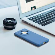 Husa pentru Honor Magic 6 Lite Liquid Silicone, subțire, captusita cu microfibra, anti amprentă, protectie cameră foto, albastru