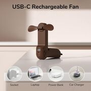 Ventilator portabil premium pliabil, 3 in 1, cu lanterna si acumulator extern 4500 mAh, max 40 ore de functionare, reincarcabil, USB-C, 3 viteze, verde deschis