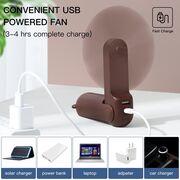 Ventilator portabil premium pliabil, 3 in 1, cu lanterna si acumulator extern 4500 mAh, max 40 ore de functionare, reincarcabil, USB-C, 3 viteze, maro