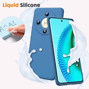 Husa pentru Honor Magic 6 Lite Liquid Silicone, subțire, captusita cu microfibra, anti amprentă, protectie cameră foto, albastru