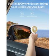 Mini ventilator portabil cu baterie de 2000mAh, 3 viteze, reîncărcabil, USB-C pentru casă, exterior, alb