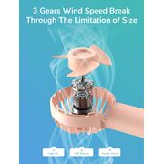 Mini ventilator portabil cu baterie de 2000mAh, 3 viteze, reîncărcabil, USB-C pentru casă, exterior, roz