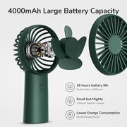 Ventilator portabil cu baterie de 4000mAh, timp de functionare 4-12 ore, 3 viteze, reîncărcabil, USB-C pentru casă, exterior, verde