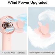 Ventilator portabil cu baterie de 4000mAh, timp de functionare 4-12 ore, 3 viteze, reîncărcabil, USB-C pentru casă, exterior, roz