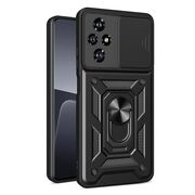 Husa pentru Honor 200 Pro Ring Armor Kickstand Tough Rugged Cover cu protectie camera, negru