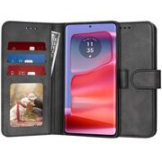 Husa pentru Motorola Edge 50 Pro tip carte 360 Kickstand cu sloturi pentru card, negru