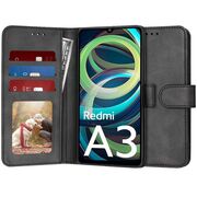 Husa pentru Xiaomi Redmi A3 tip carte 360 Kickstand cu sloturi pentru card, negru