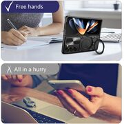 Husa pentru Samsung Galaxy Z Fold 6 Ring Holder Stand Shockproof, negru
