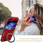 Husa pentru Samsung Galaxy Z Flip 6 Ring Holder Stand Shockproof, rosu