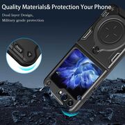 Husa pentru Samsung Galaxy Z Flip 6 Ring Holder Stand Shockproof, negru