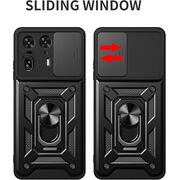 Husa pentru Motorola Edge 50 Ultra cu inel Ring Armor Kickstand Tough Rugged, negru