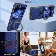 Husa pentru Samsung Galaxy Z Flip 6 Ring Holder Stand Shockproof, albastru