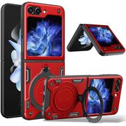 Husa pentru Samsung Galaxy Z Flip 6 Ring Holder Stand Shockproof, rosu