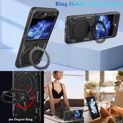 Husa pentru Samsung Galaxy Z Flip 6 Ring Holder Stand Shockproof, negru
