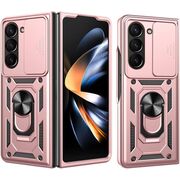 Husa pentru Samsung Galaxy Z Fold 6 cu inel Ring Armor Kickstand Tough, protectie camera, rose gold