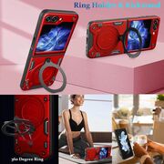 Husa pentru Samsung Galaxy Z Flip 6 Ring Holder Stand Shockproof, rosu