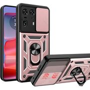 Husa pentru Motorola Edge 50 Ultra cu inel Ring Armor Kickstand Tough Rugged, rose gold
