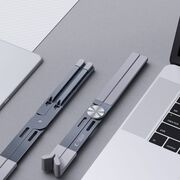 Stand Laptop Reglabil din Aluminiu ULS300 – Suport Rabatabil, Antialunecare, 5 Trepte de Înălțime, Compatibil până la 16” – Design Ergonomic și Portabil, gri inchis