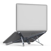 Stand Laptop Reglabil din Aluminiu ULS300 – Suport Rabatabil, Antialunecare, 5 Trepte de Înălțime, Compatibil până la 16” – Design Ergonomic și Portabil, gri inchis