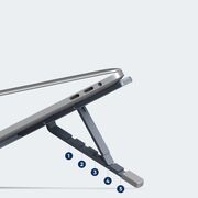 Stand Laptop Reglabil din Aluminiu ULS300 – Suport Rabatabil, Antialunecare, 5 Trepte de Înălțime, Compatibil până la 16” – Design Ergonomic și Portabil, gri inchis