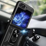 Husa pentru Samsung Galaxy Z Flip 6 cu inel Ring Armor Kickstand Tough, navy blue